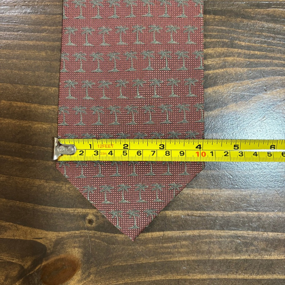 Tommy Bahama Off Island Mens Silk Tie Rust Red Palm Tree Tropical‎ Hand Made - Picture 7 of 8